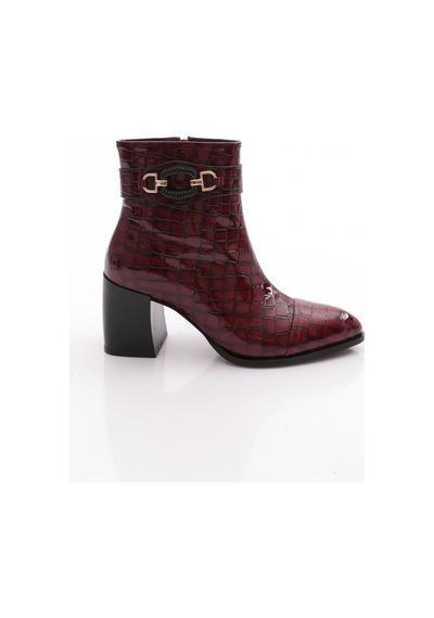 Dgn 951 Kadin Topuklu Bot Bordo Kroko