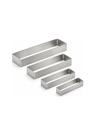 Fida Tart Çemberi Dikdörtgen Delikli Yükseklik 2 Cm Paslanmaz 8,5x15,5 Cm Inox