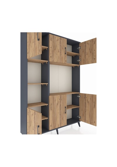 Arges Dolap 9 Raflı 6 Kapaklı 132x30x195 Antrasit-çam/çam Antrasit