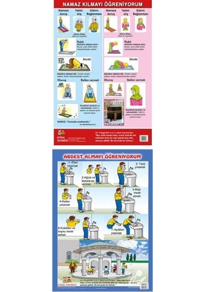 Abdest Almayı Öğreniyorum  - Namaz Kılmayı Öğreniyorum Poster - Uysal Yayınevi