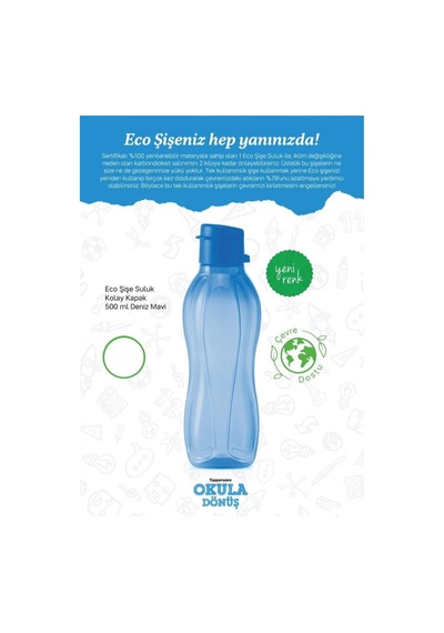 Tupperware Eco Şişe Suluk 500 Ml Kolay Kapak Deniz Mavi R1125 Diğer
