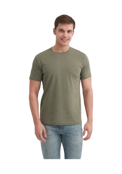 Cazador Erkek Slim Fit Bisiklet Yaka Pamuklu Düz Tişört 4623 Haki