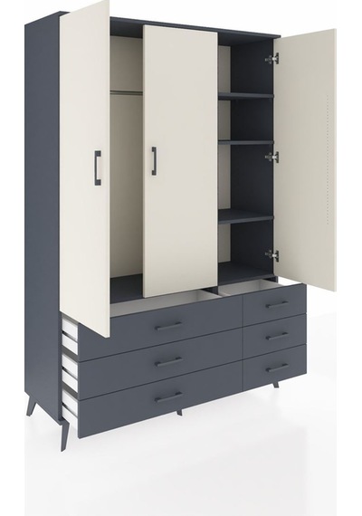 Hyperion Dolap 5 Raflı 6 Çekmeceli Tek Askılı 132x44x195 Antrasit-aytaşı/antrasit Aytası/antrasıt Hyperion Dolap 5 Raflı 6 Çekmeceli Tek Askılı 132x44x195 Antrasit-aytaşı/antrasit Aytası/antrasıt