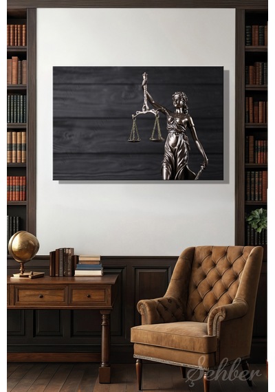 Kanvas Tablo Adalet Tanrıçası Themis Lady Justice Yatay Duvar Tablosu - 4790 Çok Renkli