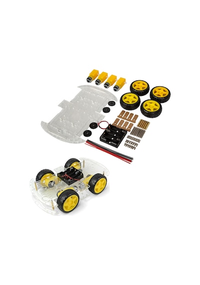 4wd Çok Amaçlı Mobil Robot Araba Platformu Kendin Yap Kiti Redüktörlü Motor Ve Şase Seti Demonte Montesiz