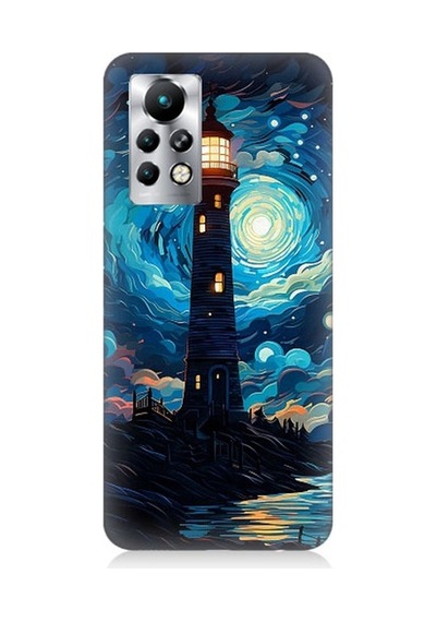 Infinix Note 11s Uyumlu Ay Işığında Yalnız Deniz Feneri Desenli Silikon Kılıf