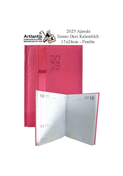 2025 Ajanda Ciltli Dermo Kapak 1 Adet 17x24 Cm Ajanda 2025 Çizgili Ajanda Günlük Planlayıcı Termo Kapak 7017 Ofis Okul Pembe