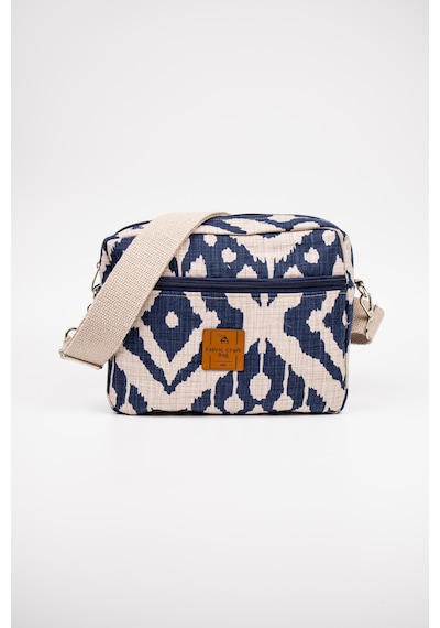 Fabric Craft Bag Çapraz Askılı Kadın Omuz Çantası Fermuarlı Günlük Kullanım Lacivert - Beyaz