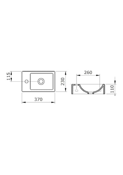Bocchi Milano Dar Sağ Lavabo 1419-001-0126 Parlak Beyaz