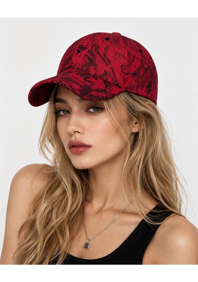 Valkyrie Unisex Kırmızı Grafiti Desenli Baseball Şapka Ayarlanabilir Streetwear Hip Hop Spor Şapka