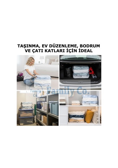 Family Co.3'lü Paket Ekstra Büyük Küp Vakumlu Hurç Saklama Şeffaf