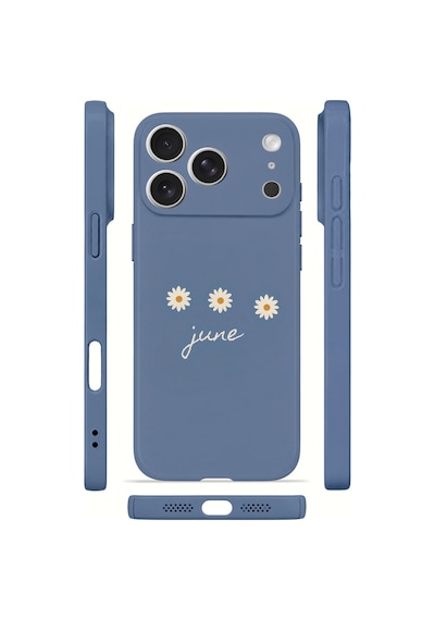 Apple iPhone Uyumlu 17 Pro Max Vorian İnce Kamera Korumalı Mika Kılıf June Daisy Blue June Daisy Blue Mika
