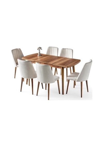 Milano Mdf Açılır Mutfak Masa 6 Lı Sandalyeli Takım 75 130cm 001