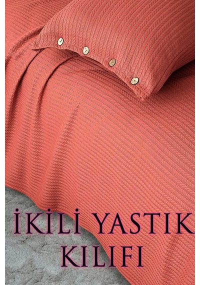 Örgü Desen Yastık Kılıfı 2 Adet Kiremit
