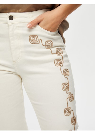 Faik Sönmez Yanları İp Nakışlı Slim Fit Jean Pantolon S25jpn002 Us25jpn00273 Ekru