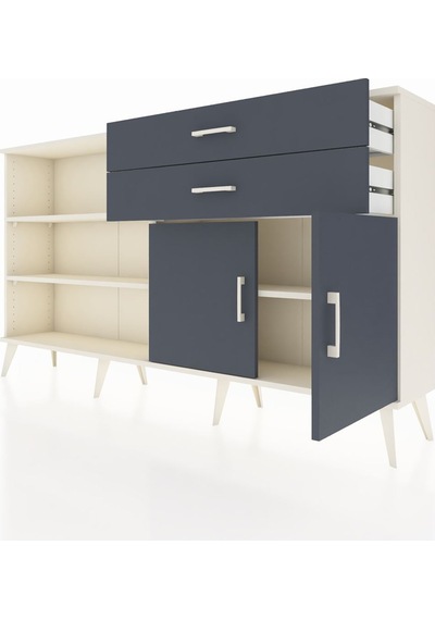 Arges Konsol 3 Raflı 2 Çekmeceli 2 Kapaklı 176x30x99 Aytaşı-antra Aytaşı-antrasit