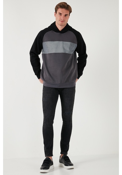 Buratti Pamuklu Regular Fit Renk Bloklu Kapüşonlu Erkek Sweat 5905771 Siyah