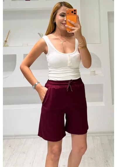 Fiolin Soft Touch Modal Kumaş Şort Bordo