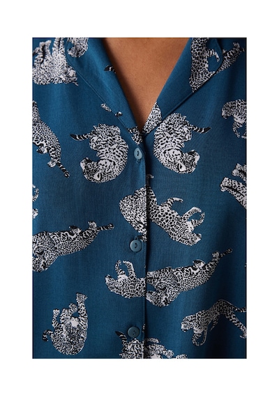 Penti Base Dark Desenli Pijama Takımı Koyu Petrol