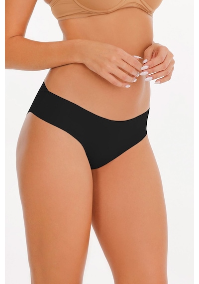 Sensu Kadın Lazer Kesim Düşük Bel Beli Lastikli Slip Külot 3'lü Paket Set Siyah Siyah