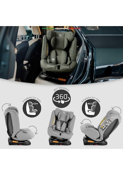 Elele Modenafix 2 360 Dönen I-size Oto Koltuğu İsofix 40-150 Cm 0-36 Kg Bej