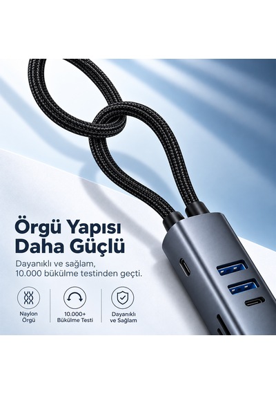 Woyax 7 İn 1 Type-c Usb Hub Çoklayıcı Dönüştürücü Converter 4k 30hz Hdmı 100w Pd Usb 3.0 Usb 2.0 Usb-c Sd/tf Kart Okuyucu 100 Mbps Ethernet Apple Uyumlu MacBook Laptop Tablet