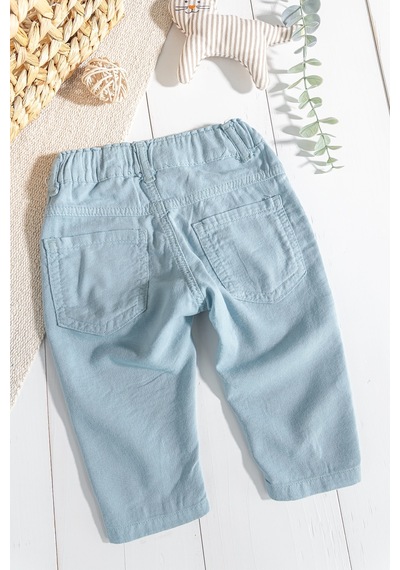 Babymod Düğmeli Beli Lastikli Erkek Bebek Keten Pantolon 001