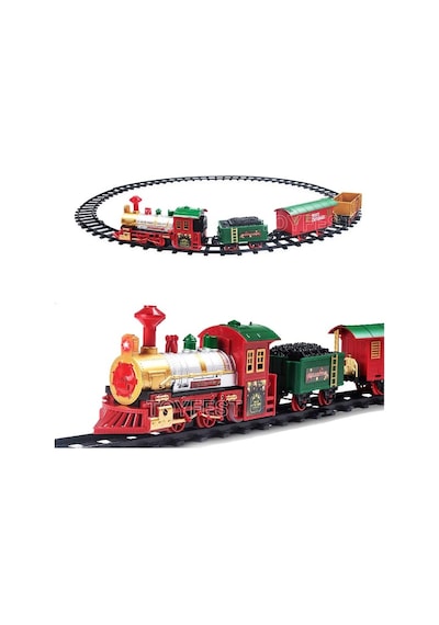 Renkli Christmas Yılbaşı Ağaç Dekoru İçin Işıklı Ve Sesli Classic Lüks Tren Seti