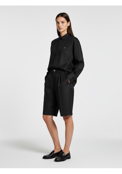 Xint Siyah %100 Keten Oversize Şort 275453
