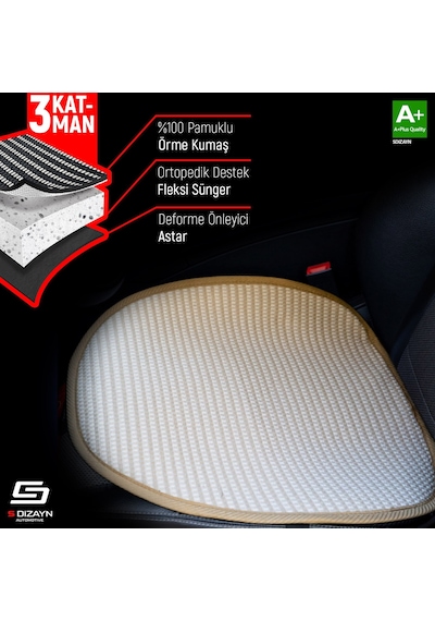 S-dizayn Oto Koltuk Koruyucu Alt Minder Krem Universal 2+1 Parça Ön Arka A+ Kalite
