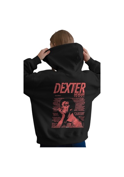 Sevbano Dexter Morgan Dizi Baskılı Unisex Oversize Premium Kapüşonlu Hood Siyah