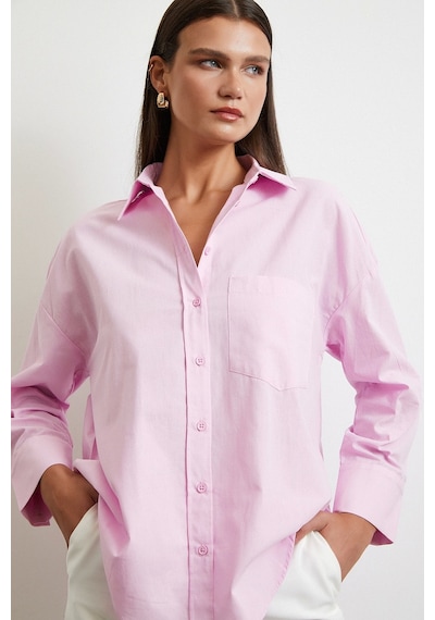 Never More Must Have Poplin Gömlek Pembe Pembe