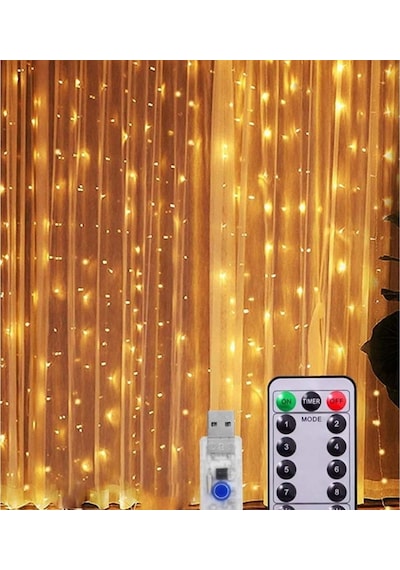 200 Led'li 2x2 Metre Animasyonlu Perde Led Işık - Günışığı Sarı