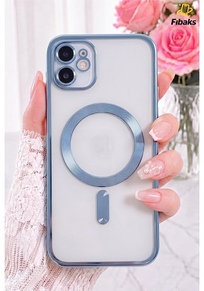 Fibaks iPhone 11 Uyumlu Kılıf Kamera Lens Korumalı Magsafe Şarj Kilifi Şeffaf Renkli Yumuşak Kapak Sierra