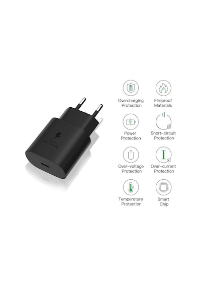 Samsung Galaxy A73 S22 S23 A23 M23 M33 A53 Uyumlu Android Type-C Ultra Hızlı Şarj Cihazı / Şarj Aleti 22.5W 3.0 Amper Şarj Başlığı Adaptör
