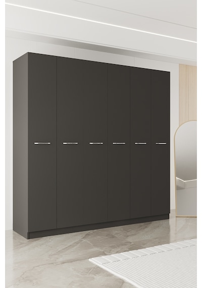 Aeka Ae-2190 Hisar 6 Kapaklı Çok Bölmeli Askılı Ve Raflı Geniş Hacimli Gardırop 210x210 Cm Antrasit - Antrasit Aeka Ae-2190 Hisar 6 Kapaklı Çok Bölmeli Askılı Ve Raflı Geniş Hacimli Gardırop 210x210 Cm Antrasit - Antrasit