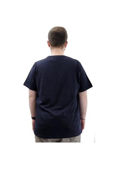 Mode Xl Büyük Beden Erkek Tişört Bisiklet Yaka Baskılı Cep Detaylı T-shirt Refuel U24053 Lacivert Lacivert