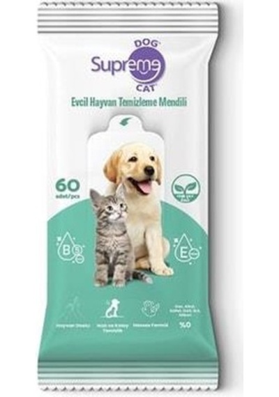 Supreme Yeşil Çaylı Kedi Ve Köpek Temizleme Mendili