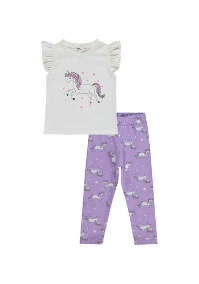 Civil Girls Unicorn Baskılı 2-5 Yaş Takım - Lila Mor Civil Girls Unicorn Baskılı 2-5 Yaş Takım - Lila Mor
