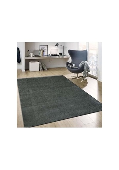 Koyu Gri Mikro Polyester Kaymaz Taban Shaggy Halı, 100 X 100 Açık Indigo