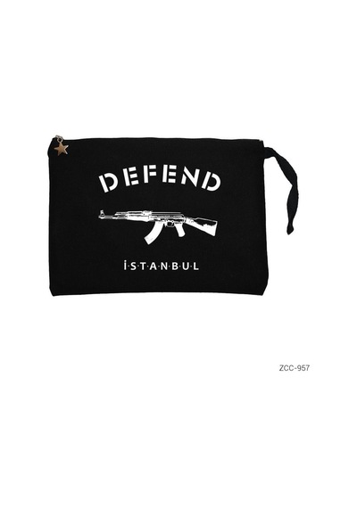 Zepplin Giyim Defend Istanbul Siyah Clutch Astarlı Cüzdan / El Çantası