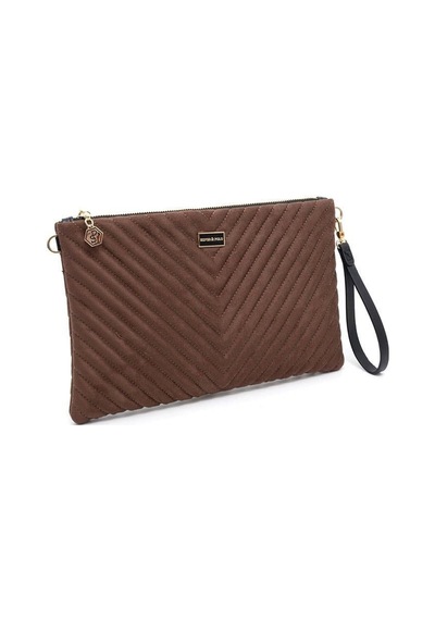 Silver Polo Sp1034 Kadın Portföy & Clutch Kapitone V Süet Kahve-süet Kahve