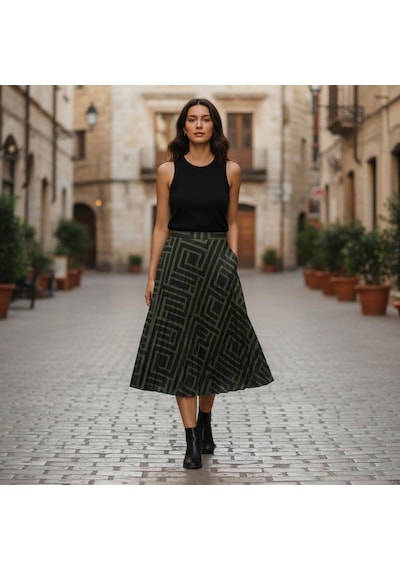 Eren Style Pamuklu Piliseli İçi Astarlı Beli Lastikli Etek 95 Cm - 38-52 Yeşil