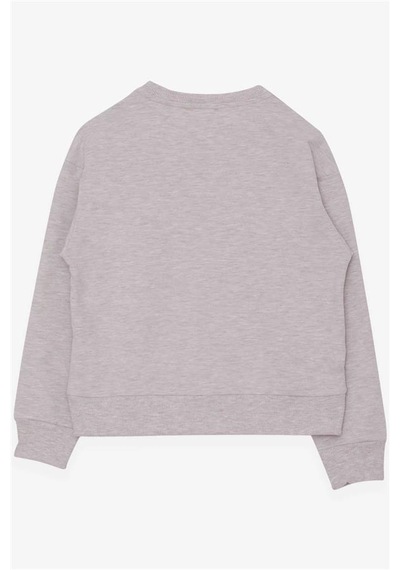 Kız Çocuk Breeze Sweatshirt Pullu Kız Baskılı Bej Melanj (8-14 Yaş)