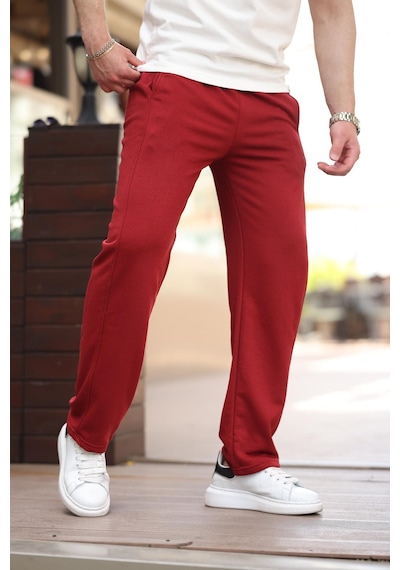 Madmext Bordo Rahat Kesim Erkek Eşofman Altı E6560 Bordo