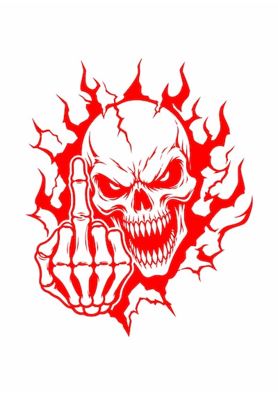 İskelet Kurukafa Sticker - İskeletor Kurukafa Kuru Kafa Sticker - Araba Oto Motosiklet Karavan Cam Laptop Sticker - 00352 40x33 Cm