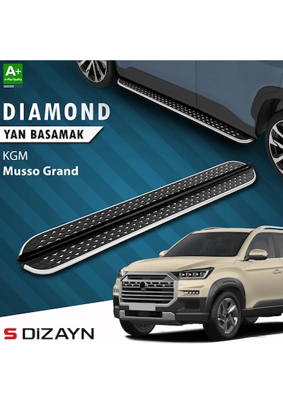 S-dizayn Kgm Musso Grand Diamond Krom Yan Basamak 213 Cm 2026 Üzeri A+ Kalite