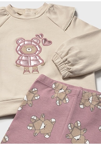 Mayoral Pembe Kız Bebek Sweatshirt Ve Desenli Tayt Takım 2741 Pembe