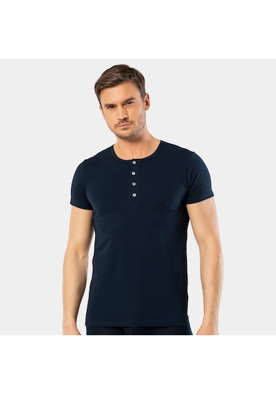 Cacharel Erkek Bisiklet Yaka Düğmeli T-shirt 1308/lacivert Lacivert