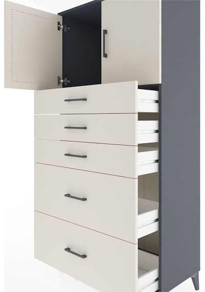 Hyperion Dolap Tek Raflı 5 Çekmeceli 2 Kapaklı 88x44x182 Antr... Antrasit
